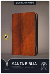 Santa Biblia NTV, Edición zíper con referencias, letra grande, Soft imitation leather, Brown with thumb index