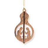 Nativity With Angel And Shepherd Olive Wood Ornament