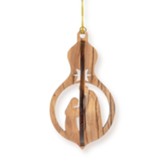 Nativity And Star With Barn Animals Olive Wood Ornament