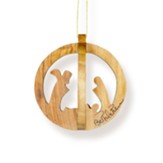 3D Christmas Bulb Nativity Olive Wood Ornament