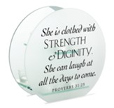 She Is Clothed In Strength and Dignity Square Mirror Tealight Candle Holder