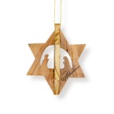 3D Star Nativity Olive Wood Ornament