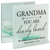 Grandma You Are Dearly Loved Square Mirror Tealight Candle Holder