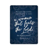 A Woman That Fears the Lord, Proverbs 31:30 Bible Verse Fridge Magnet, Blue