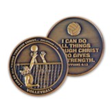 Girls Volleyball Challenge Coin, Philippians 4:22