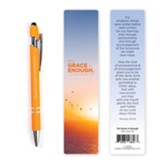 His Grace 2 Corinithians 12:9, Pen & Stylus with Bookmark, Orange