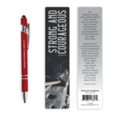 Strong and Courageous, Joshua 1:9, Pen & Stylus with Bookmark, Maroon