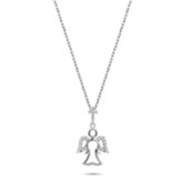 Angel and Cross with CZ Accents Necklace, Silver