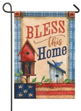 Bless This Home, Patriotic Patchwork, Flag, Small