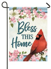 Bless This Home, Cardinal and Blossoms, Flag, Small