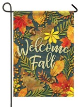 Welcome Fall, Leaves, Glitter Flag, Small