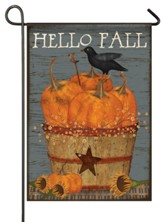 Hello Fall, Pumpkin Basket, Flag, Small
