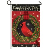 Comfort and Joy, Cardinal in Wreath, Glitter Flag, Small
