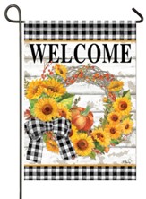 Welcome, Sunflower Wreath, Flag, Small