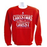 Christmas Begins With Christ, Crew Neck Sweatshirt, Red, Large