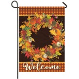 Welcome, Acorn & Leaves Wreath, Flag, Small
