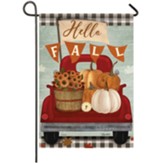 Hello Fall, Red Truck, Glittertrends Flag, Small
