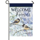 Welcome Friends, Sweet Winter Chickadees, Flag, Small