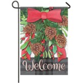 Welcome, Evergreen Bough, Flag, Small