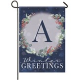 A, Winter Greetings, Monogram Flag, Small