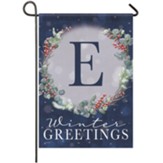 E, Winter Greetings, Monogram Flag, Small