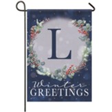 L, Winter Greetings, Monogram Flag, Small