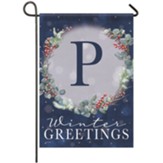 P, Winter Greetings, Monogram Flag, Small