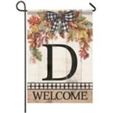 D, Welcome, Autumn Spray, Monogram Flag, Small