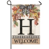 H, Welcome, Autumn Spray, Monogram Flag, Small