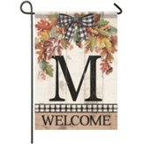 M, Welcome, Autumn Spray, Monogram Flag, Small
