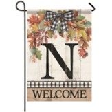 N, Welcome, Autumn Spray, Monogram Flag, Small