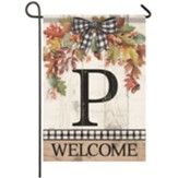 P, Welcome, Autumn Spray, Monogram Flag, Small