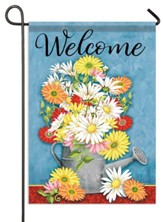 Welcome, Daisy Watering Can, Flag, Small