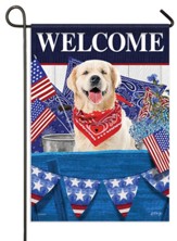 Welcome, Patriotic Dog, Flag, Small