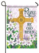 Rejoice/Risen Gold Cross with Gold Foil Accent, Small Flag