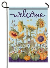 Welcome, Purple Sunflowers & Pumpkins, Small Flag