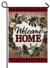 Welcome Home Cotton Wreath, Small Flag