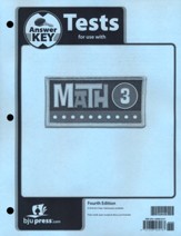 BJU Press Math Grade 3 Tests Answer Key, Fourth Edition