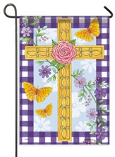 Floral Easter Cross Garden Flag, Small