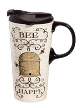 Bee Happy Ceramic Cup, 17 oz.