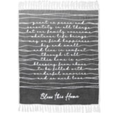 Bless This Home Plush Blanket, Grey