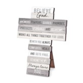 Believe God, Stacking Words Small Cross