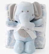 Elephant Blanket and Toy Set, Blue