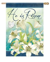 He Is Risen, Blooming Lilies, Flag, Large
