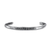 Amazing Grace Cuff Bangle Bracelet, Silver