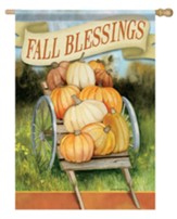 Fall Blessings, Pumpkins, Flag, Large