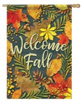 Welcome Fall, Leaves, Flag, Large