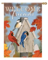 Welcome Friends, Songbird House, Flag, Large