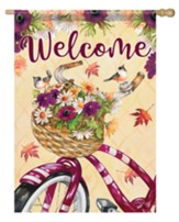 Welcome, Bicycle Floral, Flag, Large