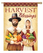 Harvest Blessings, Pilgrim Couple, Flag, Large